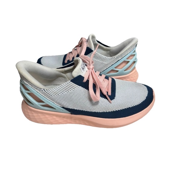 Kizik Athens Bahama Sneaker Women 9.5 Men 8 White Blue Hands Free Slip On Shoes - Picture 4 of 12